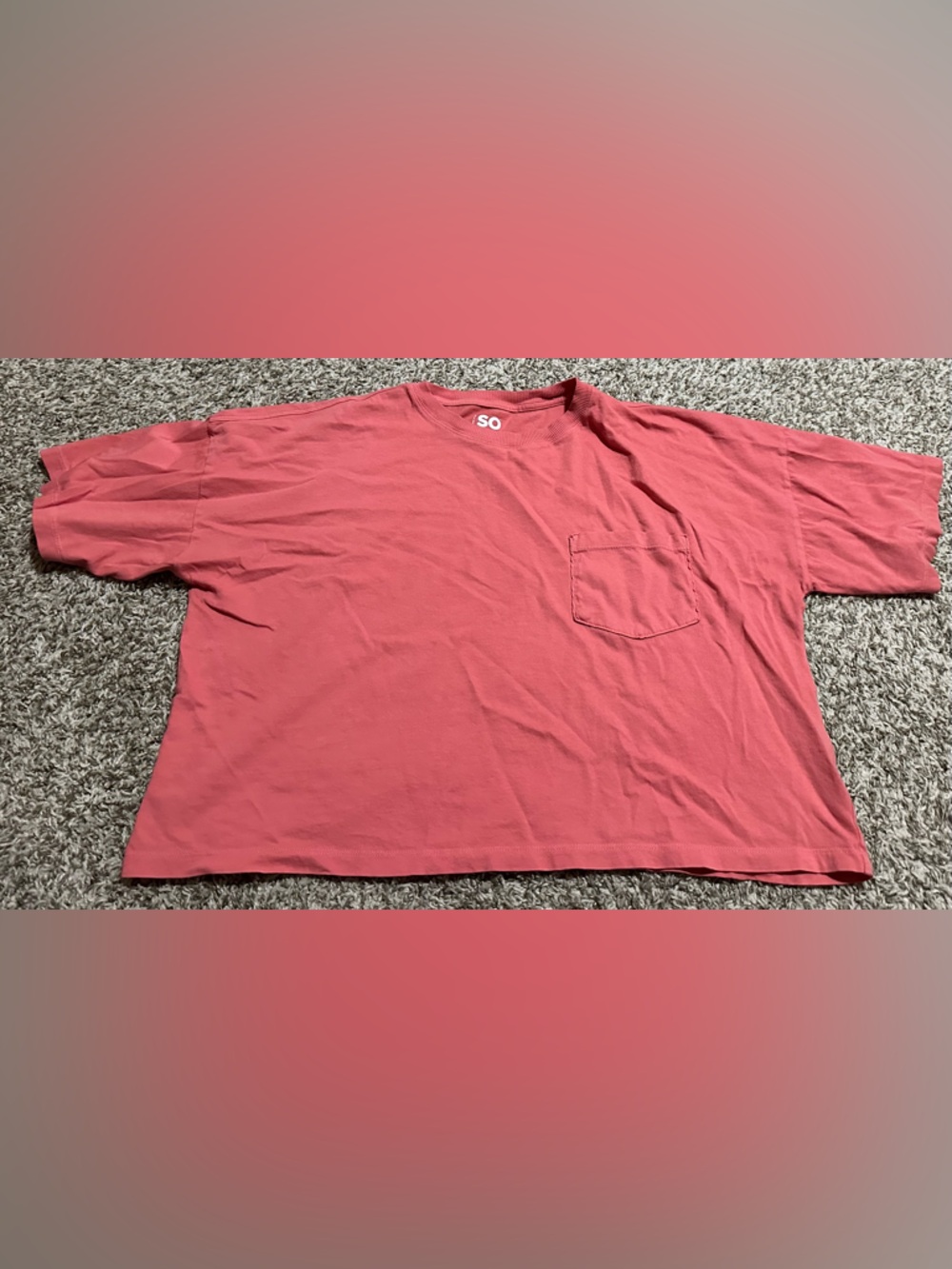 SO Coral Crewneck Pocket Crop Top